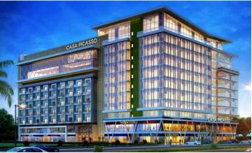 Architectural rendering of Casa Picasso showing building signage