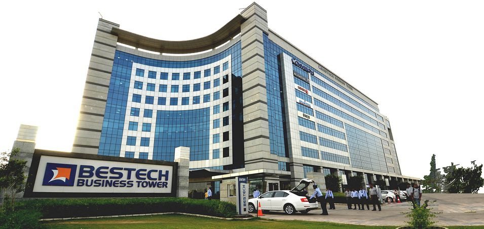 Exterior view of Bestech Business Tower with entrance signage