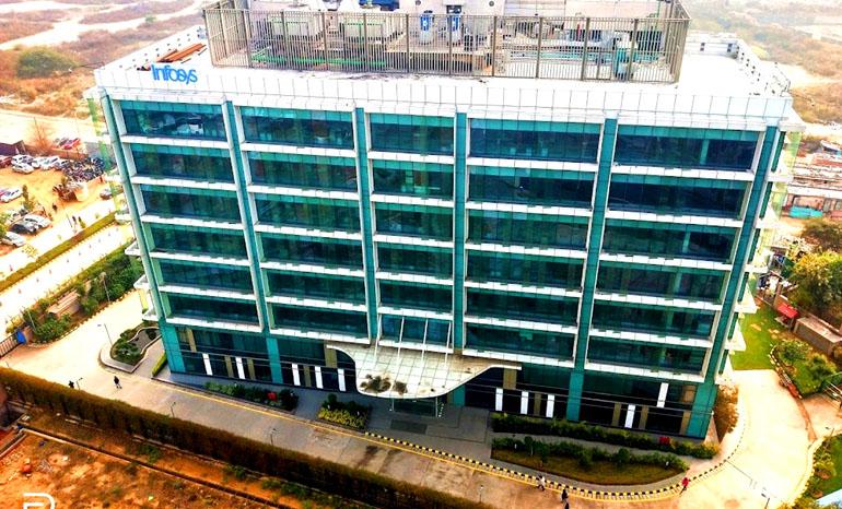 Aerial exterior view of Uniworld Towers Tower B (Infosys office)
