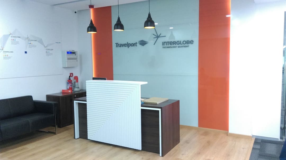 Office reception area in a Sector 32 commercial building
