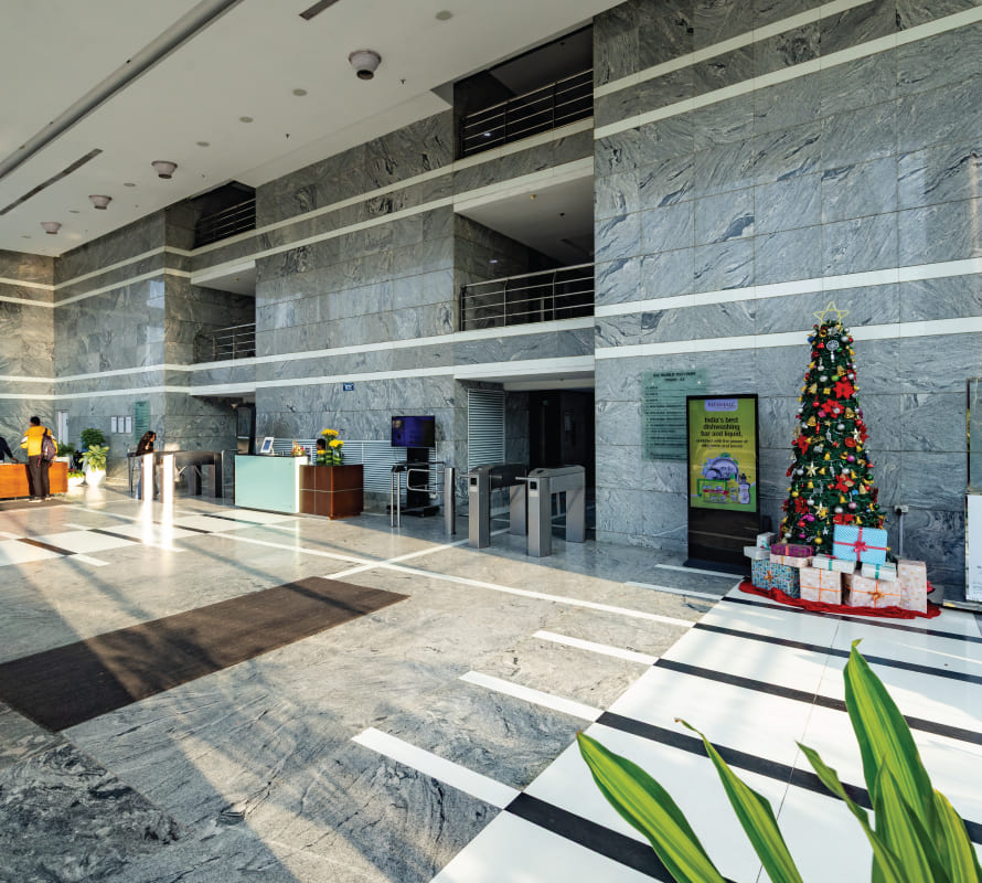 Lobby atrium and reception desk